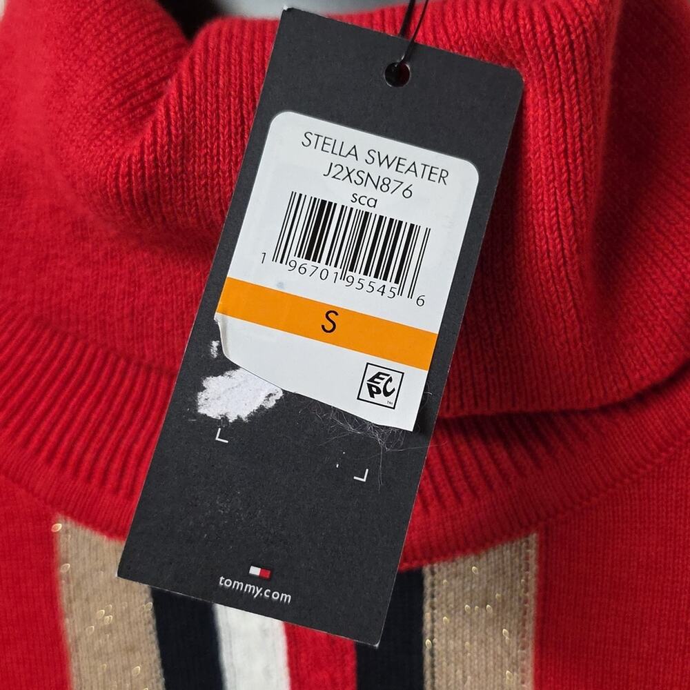 Tommy Hilfiger Global Cable Stella Red Turtleneck Sweater Womens Size Small NWT - Picture 5 of 11